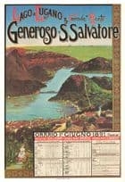 Generoso Salvatore Lago Lucano 1891 Train Timetable Poster Swiss Postcard