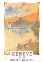 Geneve Et Le Mont Blanc Geneve Swiss Tourism Office 1908 Poster Postcard