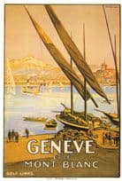 Geneve Harbour Boats Mont Blanc Golf Links 1925 Poster Postcard