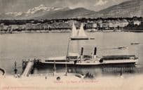 Geneve Winkelreid Steamer Ship La Rade Antique Swiss Postcard