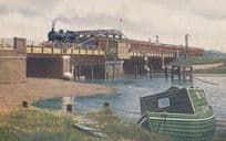 GER Rebuilt Class T19 4-4-0 Train on Trowse Swing Bridge Postcard