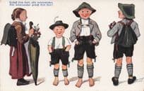 German Boys Childrens Fashion Old Trousers Antique Comic Postcard