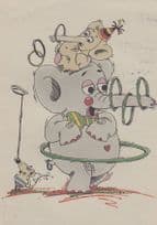German Dumbo Saurerland Circus Performing Elephant Comic Postcard
