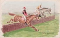 German Leipzig Horse Racing Steeplechase Hunt Antique Artist Postcard