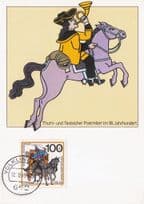 German Mail Carrier Horse Postman Bugle Postreiter FDC Postcard