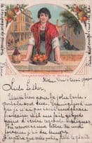 German Orange Fruit Victorian Vendor Venedig Antique Postcard