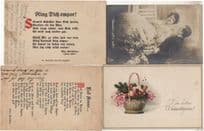 German Poetry Comic Lovers Greetings 4x Old Postcard s