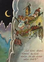 German Risque Lady Mountain Climbing Hammock Comic Postcard