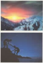 German Rock Climbing At Night 2x Photo Award Postcard