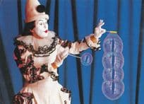 German Theatre Clown Blowing Soap Bubbles Postcard