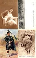 German Trenches Bomb Damage Romance 4x Military WW1 Postcard s