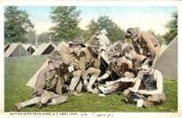 Getting News From Home US Army WW1 Military Old Postcard