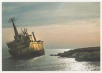 Giant German Ship Near Sinking Shipwreck Near Rescue Postcard