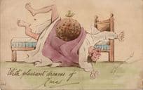 Giant Golf Ball Made Of Soil Old Cynicus Christmas Disaster Comic Postcard