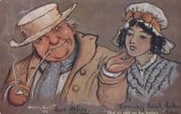 Giant Long Pipe Sydney Carter Smoking Comic Old Postcard