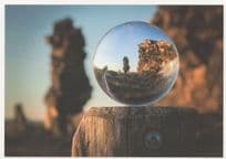 Giant Marble Magnifying Glass Toy Ball in Canyon Rocks German Postcard