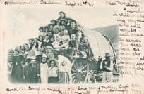 Giant Romany Cart Of South African Children Antique Postcard