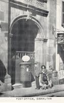 Gibralter Post Office PIllar Box at Cable & Wireless Radio Shop Postcard