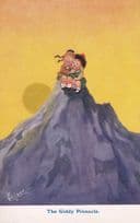 Giddy Pinnacle Children Mountain Climbing Summit Comic Antique Postcard