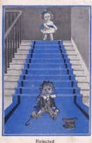 Girl Child Throws Boy Down The Stairs Bully WW1 Old Comic Postcard