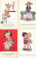 Girl Needs More Boys Jelly Desert & MORE 4x Cute Comic Old Postcard s