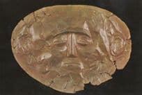 Gold Funeral Mask Mycenea King Greek Tombs Bronze Age Primitive Art Postcard