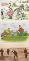 Golf 3x 1980s Comic Golfing & Real Photo Postcard s