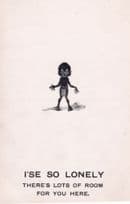 Golliwog Its So Lonely Antique Comic Postcard