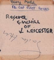 Gordon Hill Vintage Football Referee Leicester FC Hand Signed Autograph