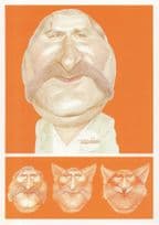Graham Gooch as Fox 1980s Caricature Art Comic Cricket Postcard