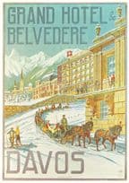 Grand Hotel Belvedere Davos Switzerland Poster Advertising Postcard
