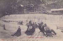 Grande Hotel Adelboden Tobogganing 1908 Switzerland Postcard