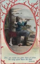 Grandfather With Telescope Periscope By Sea Antique Wordsworth Poem Postcard