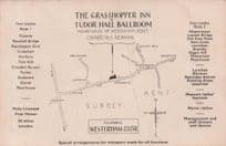 Grasshopper Inn Ballroom Oxted Road Surrey Antique Map Card