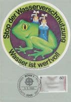 Green Frog Water Prevention Bonn German 1986 Rare Limited Edition FDC Postcard