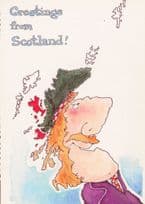 Greetings From Scotland Map From Scottish Face Comic 1970s Postcard