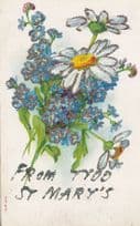 Greetings From TYDD ST MARY LINCOLNSHIRE REAL GLITTER Sparkle Old Postcard