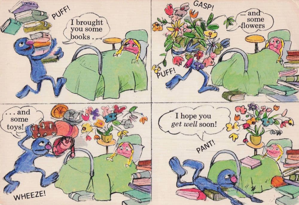 Grover Sesame Street Get Well Soon Rare Postcard