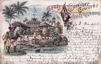 Gruss Aus Berlin Austellung Ethnic Man Smoking German Old Postcard