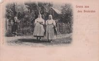 Gruss Aus Beskiden Czech Republic Women Fashion Old Rare 1901 Postcard