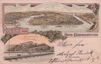 Gruss Aus Ober Ehrenbreitstein German Boats River Antique Postcard