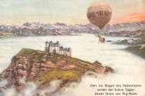Gruss Aus Rigi Kulm Hot Air Balloon 1907 Switzerland Old Postcard