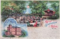Gruss Aus Stadtgarten Koln German Restaurant Old Postcard