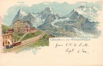 Gruss Aus Wengernalp Railway Switzerland Rare Antique Postcard