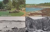 Guernsey Candie Gardens Portelet Bay 4x Vintage Postcard s