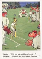 Guinness Cricket Umpire Batsman Comic Advertising Postcard