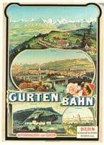 Gurten Bahn Bern Aktienbrauerie Zum Garten Swiss Travel Poster Postcard