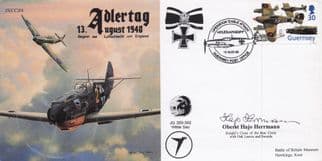 Hajo Herrmann German WW2 Ace Pilot Adlertag Hand Signed FDC