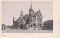 Hal La Gare Train Railway Station Belgium Antique Old Postcard