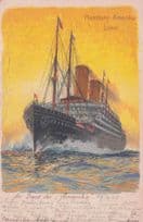 Hamburg Amerika Line 1908 Ship German Antique Postcard
